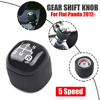 Gear Knob Stick Button For Fiat For Panda From 2012-Black 5-speed Black Plastic - Image 1 of 4