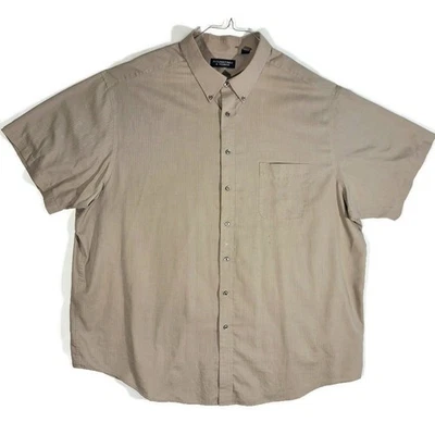 Camisa con botones Roundtree & Yorke para hombre talla 4XT SS marrón mezcla de algodón bolsillo Foto 1 de 4