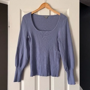 Falls Creek Lavender Ribbed Knit Sweater Women’s XL Scoop Neck Puff Sleeve Top - Picture 1 of 3