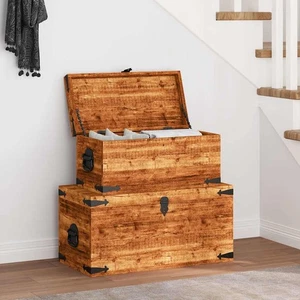 Set 2 baúles de almacenamiento caja cajón contenedor almacenaje madera vidaXL - Imagen 1 de 12