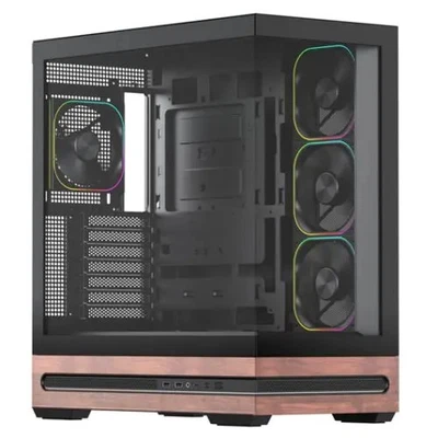 Vida Elegance Black ARGB Gaming Case w/ Glass Side & Front, ATX, Real Wood PSU S - Image 1 of 2