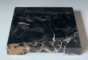 20th C. Vintage Black Marble Stone Square Plinth Pedestal Display Base Retro Art - Picture 1 of 11