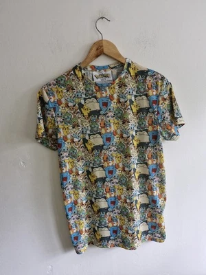 Pokemon All Over Print T-Shirt Size S Cedar Wood State Pikachu Snorlax 34 Chest - Image 1 of 4