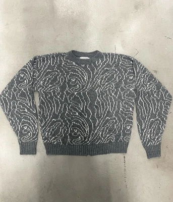 Men’s Vintage 1980’s Le Tigre Gray Swirl Pattern Crewneck Sweater All Over Print - Image 1 of 4