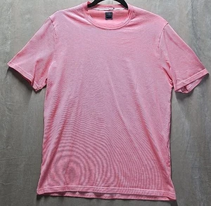 Fedeli Linen Crew Neck Short Sleeve T-Shirt 50 (S US) Pink & White Striped - Picture 1 of 7