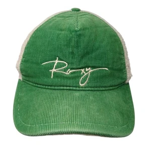 Roxy Snapback Mesh Back Trucker Hat Green One Size Adjustable Corduroy - Picture 1 of 9