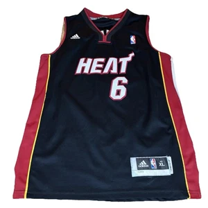 Adidas Miami Heat LeBron James #6 NBA Jersey Boy's Youth XL +2 Black - Picture 1 of 8