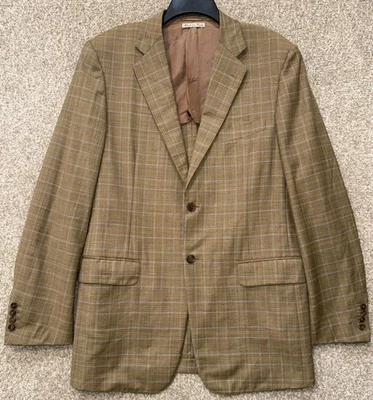 Blazer Belvest Para Hombres 52R US 42R Abrigo Deportivo Marrón Super 120s Lana Cuadros Italia Foto 1 de 4