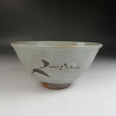 Tea Bowl Rustic Floral Pattern Made by Tsuji Azan Matcha Bowl with Original Box - Image 1 of 4