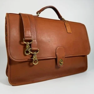COACH Old Coach 2-Way Business Bag Shoulder Bag Brown Leather Used Japan - Picture 1 of 10
