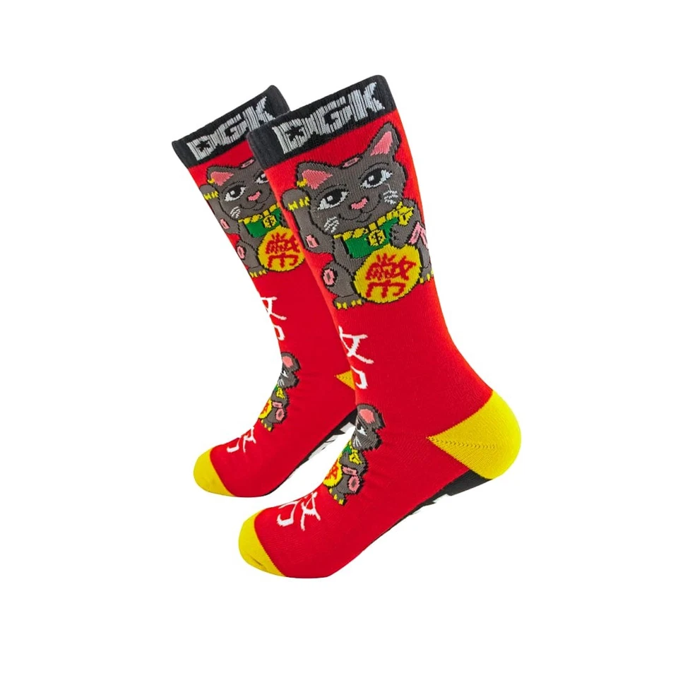 Calcetines DGK Dirty Ghetto Niños "Buena Suerte" Crew (Rojo) Calcetín Gráfico Foto 1 de 1