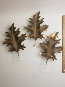 Vintage Gold Metal Oak Leaves Wall/Table  Sconces Decor. Homco? Retro - Picture 1 of 8