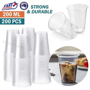 200pcs Plastic Cups 200ml 7oz Reusable Clear Drinking Water Cup Party Easy Grip - Picture 1 of 12