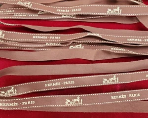 Hermes - 2 Yards (72 Inches) Brown Cotton Jacquard Logo Ribbon ~ Made In France - Picture 1 of 3