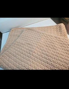 Crochet Afghan Blanket Throw Handmade Soft pink Lap Baby Blankie 40x30" EUC - Picture 1 of 7