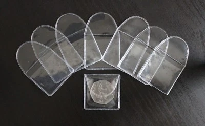 Clear Plastic Coin Holders Wallets 40mm x 40mm Pockets x100 for 50p, £1, £2
