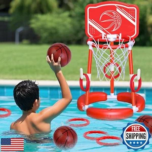 AuroTops Canestro da Pallacanestro per Piscina con Backboard Ring Toss Giochi per Bambini e Adu - Foto 1 di 5