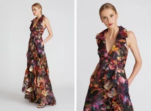 Theia frances collared wrap gown prisma petals Dress MSRP $795 - Picture 1 of 3