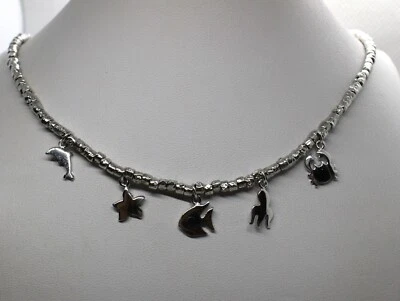 COLLANA DODO STYLE ARGENTO LINEA MARE CHARMS RODIATI CM 45-50 EXPLOIT - Immagine 1 di 4