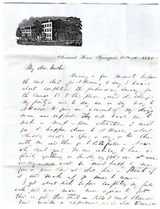 Massasoit House Springfield MA Illustrated Stampless Boston & Albany Railroad - Picture 1 of 3