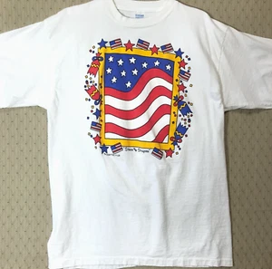Vtg 1992 Miss-Tee-V-Us Stars & Stripes 4th of July Flag SHIRT XL Single-Stitch - Picture 1 of 10