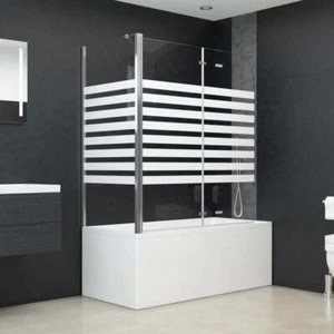 Vidaxl badwand gestreept 120x68x130 cm gehard glas - Picture 1 of 3