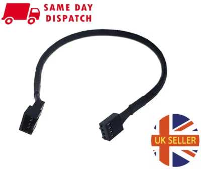 Fan Extension Cable PREMIUM Long 4 Pin PWM CPU GPU male to female (Braided) UK - Image 1 of 4