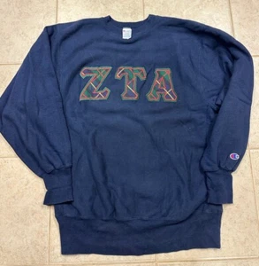 Vintage 90’s Champion Reverse Weave Zeta Tau Alpha Sorority Sweatshirt - Sz XL - Picture 1 of 5