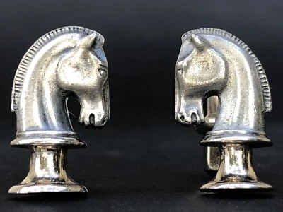 RARE superbe PAIRE BOUTONS DE MANCHETTE VINTAGE Cheval signés SWANK style HERMES - Bild 1 von 4