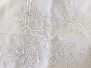 France (1) Standard Sham French Embroidery 100% Linen Handmade Rare Unique - Picture 1 of 12