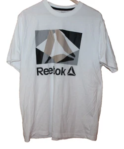 Reebok Men's White Graphic Cotton/Polyester Blend T Shirt - XL EUC - Picture 1 of 4