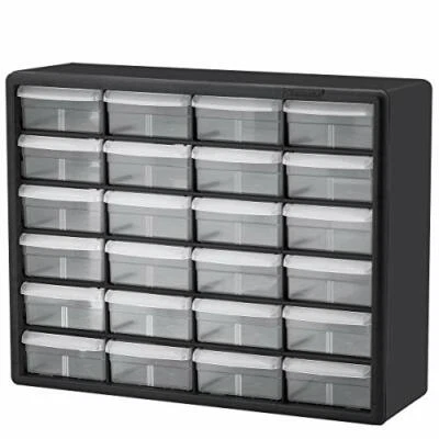Small Parts Storage Cabinet Drawer Organizer Box Bin Craft 24 Drawers Bins Black - Image 1 of 4