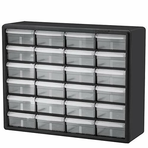 Small Parts Storage Cabinet Drawer Organizer Box Bin Craft 24 Drawers Bins Black - Image 1 of 4