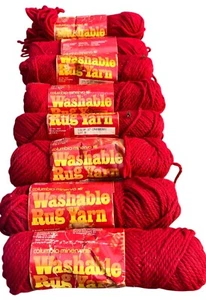Columbia-Minerva Washable Rug Yarn Color 37 Cranberry Skeins Lot of 8 - Picture 1 of 5