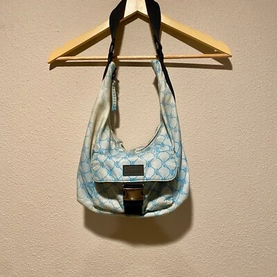 Bolsa de ombro Y2K Ralph Lauren azul cinza crescente monograma bolsa vintage - Imagem 1 de 4