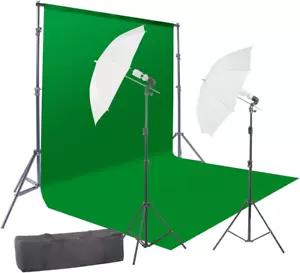 800W Chromakey Green Screen 10Ft X 12Ft Backdrop Photography Video Lighting Kit - Picture 1 of 6