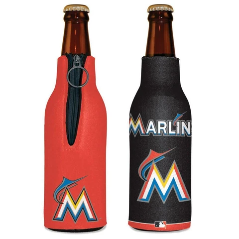 Miami Marlins 12oz Two Sided Bottle Cooler [NEW] MLB Can Holder Foam Koozie Cover