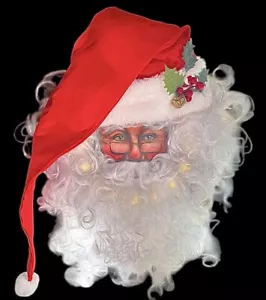 Realistic Light Up Santa Face with Fluffy White Beard……..Handmade - Picture 1 of 7