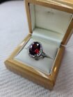 Womans Size T 1/2. Oval Simulated Ruby & Diamond Ring