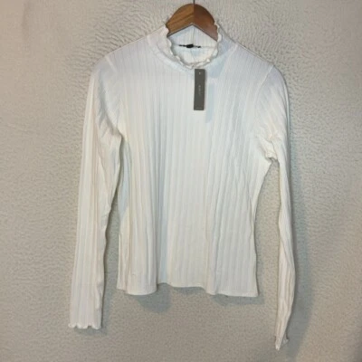 J Crew Pointelle punto cuello alto mujer medio marfil blanco Foto 1 de 4