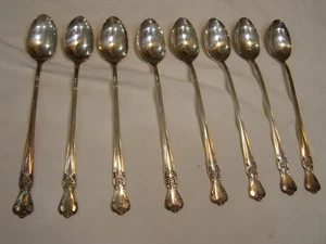 8 Old Company Teller versilbert 7-1/2" lange Eisteelöffel / Eislöffel - Bild 1 von 14