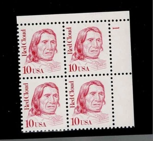 US Scott #2175, Plate Block #1 1987 Red Cloud 10c VF MNH Upper Right - Picture 1 of 1