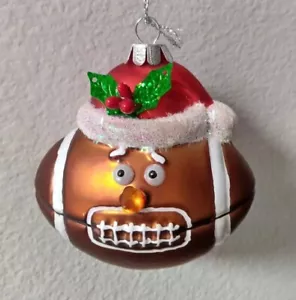 Fußball tragende Nikolausmütze mundgeblasenes Glas Weihnachtsschmuck - Bild 1 von 14