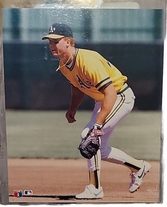 8 x 10 Color Glossy Photo Card: 1989 Mark McGwire - Oakland A's Rookies of Year