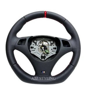 BMW M SPORT NAPPA LEATHER FLAT BOTTOM STEERING WHEEL LCI E90 E92 E93 E82 E81 E88 - Picture 1 of 11