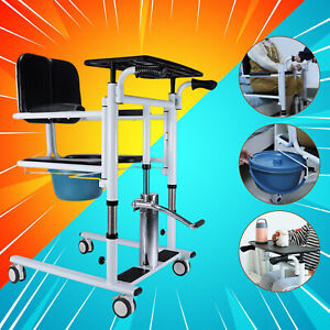 Patient Lift Transfer Chair, Bathroom Wheelchair w/180° Split Seat and Potty Uex