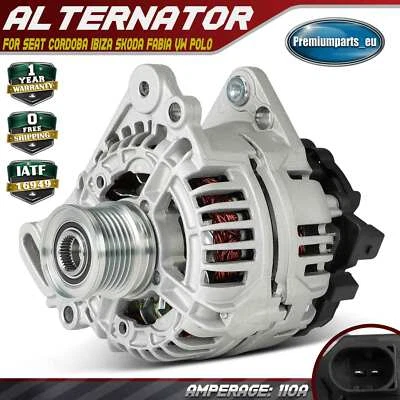 Alternator for Seat Cordoba Ibiza Skoda Fabia Roomster VW Polo 1.4 1.9 2001-2010 - Image 1 of 4