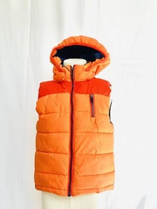 Jacket Youth H&M Puffer Hoodie zipper with no sleeves Orange Size US 5-6 Youth - Picture 1 of 7