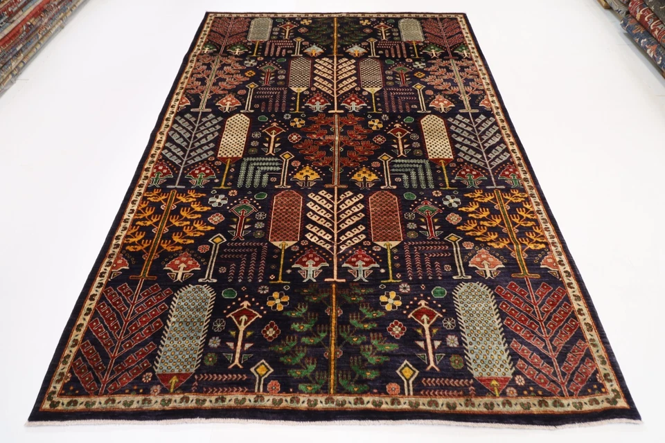 7 x 10 ft Navy Blue Afghan Hand Knotted Wool Area Bidjar Bedroom living room Rug - Image 1 of 4