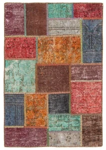Tapis Persan Tissé À La Main Patchwork 130x89 Cm - Orient, Tapis, Vintage - Picture 1 of 6